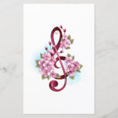 Musical treble clef notes with Sakura flowers (Front)