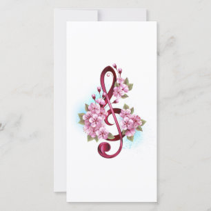 Musical treble clef notes with Sakura flowers