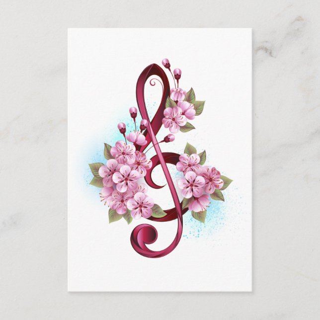 Musical treble clef notes with Sakura flowers (Front)