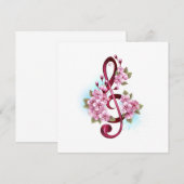 Musical treble clef notes with Sakura flowers (Front/Back)