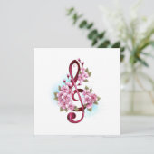 Musical treble clef notes with Sakura flowers (Standing Front)