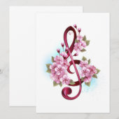 Musical treble clef notes with Sakura flowers (Front/Back)