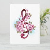 Musical treble clef notes with Sakura flowers (Standing Front)