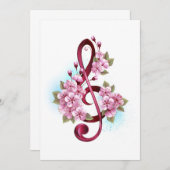 Musical treble clef notes with Sakura flowers (Front/Back)