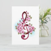 Musical treble clef notes with Sakura flowers (Standing Front)
