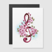 Musical treble clef notes with Sakura flowers (Front/Back)