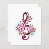 Musical treble clef notes with Sakura flowers (Front/Back)