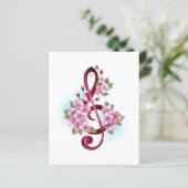 Musical treble clef notes with Sakura flowers (Standing Front)