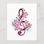 Musical treble clef notes with Sakura flowers (Front)