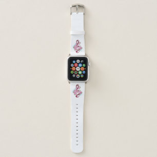Musical treble clef notes with Sakura flowers Apple Watch Band