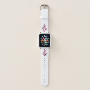 Musical treble clef notes with Sakura flowers Apple Watch Band