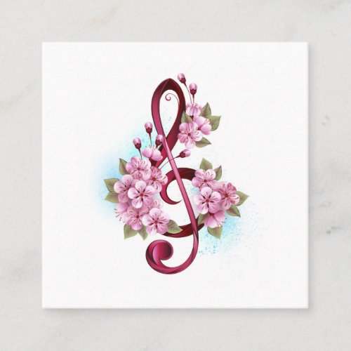 Musical treble clef notes with Sakura flowers Appointment Card