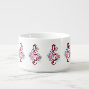Musical treble clef notes with Sakura flowers Bowl