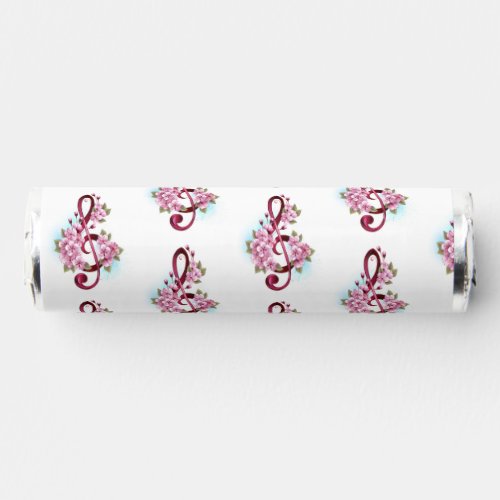 Musical treble clef notes with Sakura flowers Breath Savers Mints