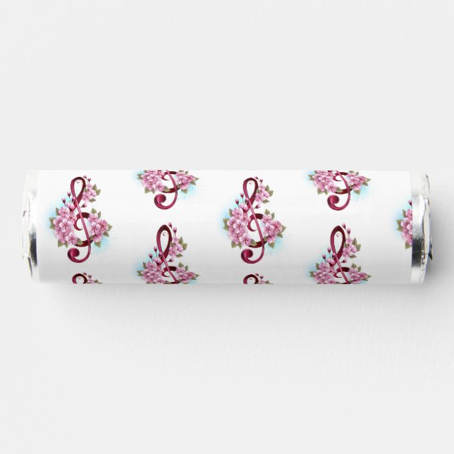 Musical treble clef notes with Sakura flowers Breath Savers® Mints (Front)