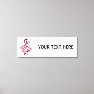 Musical treble clef notes with Sakura flowers Canvas Print