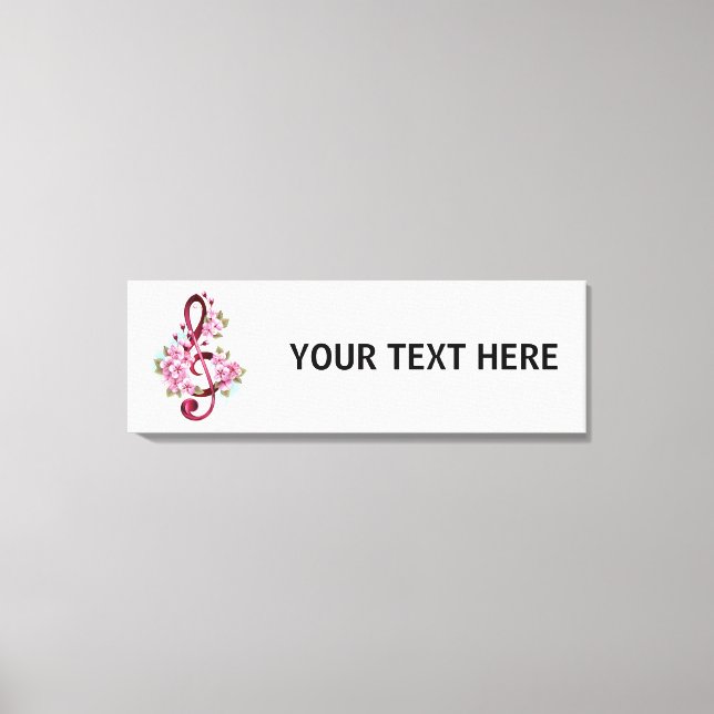 Musical treble clef notes with Sakura flowers Canvas Print (Front)