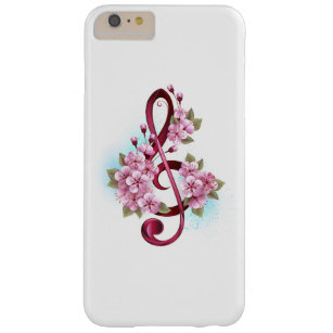 Musical treble clef notes with Sakura flowers Barely There iPhone 6 Plus Case