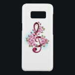 Musical treble clef notes with Sakura flowers Case-Mate Samsung Galaxy S8 Case<br><div class="desc">Pink treble clef with delicate,  detailed pink Japanese cherry blossoms against white background painted over with light blue paint. Blooming pink sakura.</div>