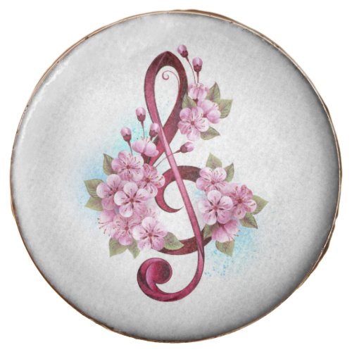 Musical treble clef notes with Sakura flowers Chocolate Covered Oreo