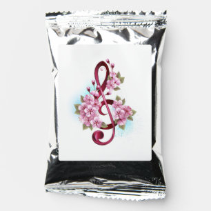 Musical treble clef notes with Sakura flowers Coffee Drink Mix