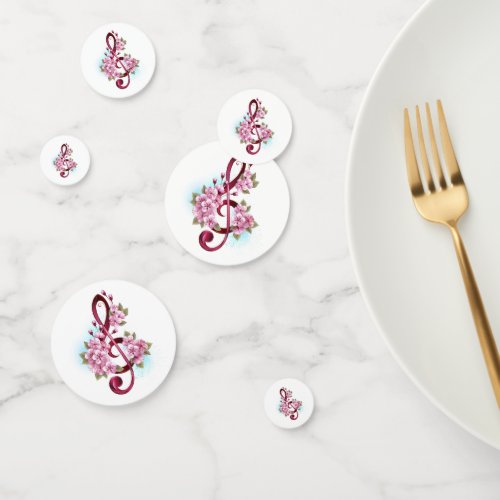 Musical treble clef notes with Sakura flowers Confetti