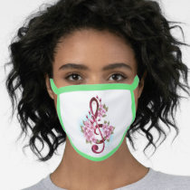 Musical treble clef notes with Sakura flowers Face Mask