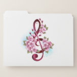 Musical treble clef notes with Sakura flowers File Folder