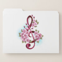 Musical treble clef notes with Sakura flowers