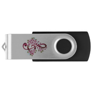 Musical treble clef notes with Sakura flowers Flash Drive