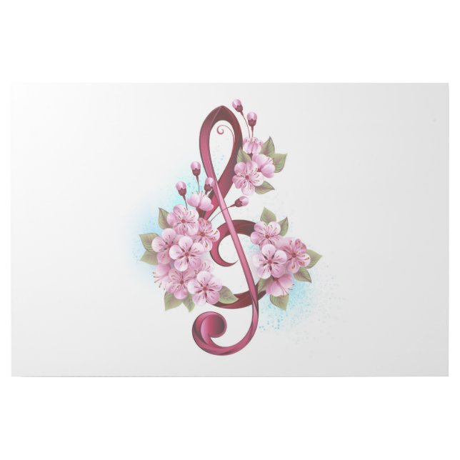 Musical treble clef notes with Sakura flowers Gallery Wrap (Front)