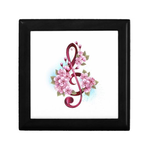 Musical treble clef notes with Sakura flowers Gift Box