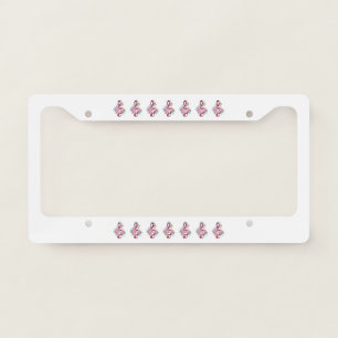 Musical treble clef notes with Sakura flowers License Plate Frame