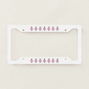 Musical treble clef notes with Sakura flowers License Plate Frame