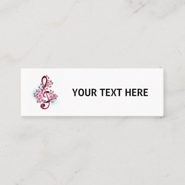 Musical treble clef notes with Sakura flowers Loyalty Card (Front)