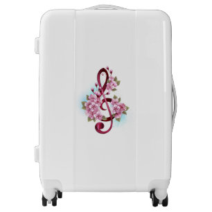 Musical treble clef notes with Sakura flowers Luggage