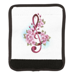 Musical treble clef notes with Sakura flowers Luggage Handle Wrap