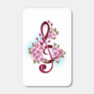 Musical treble clef notes with Sakura flowers Matchboxes