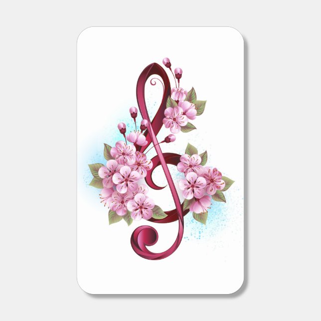 Musical treble clef notes with Sakura flowers Matchboxes (Front)