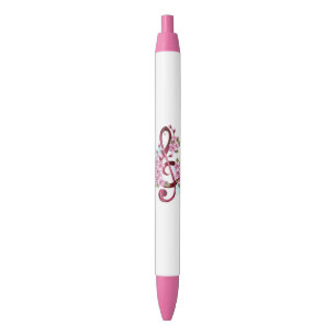 Musical treble clef notes with Sakura flowers Pen
