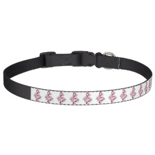Musical treble clef notes with Sakura flowers Pet Collar