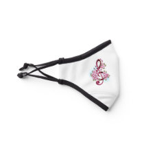 Musical treble clef notes with Sakura flowers Premium Face Mask