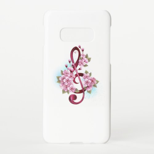Musical treble clef notes with Sakura flowers Samsung Galaxy S10E Case