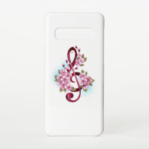 Musical treble clef notes with Sakura flowers Samsung Galaxy S10 Case