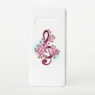 Musical treble clef notes with Sakura flowers Samsung Galaxy S10 Case