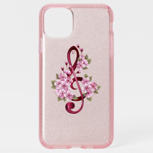 Musical treble clef notes with Sakura flowers Speck iPhone 11 Pro Max Case