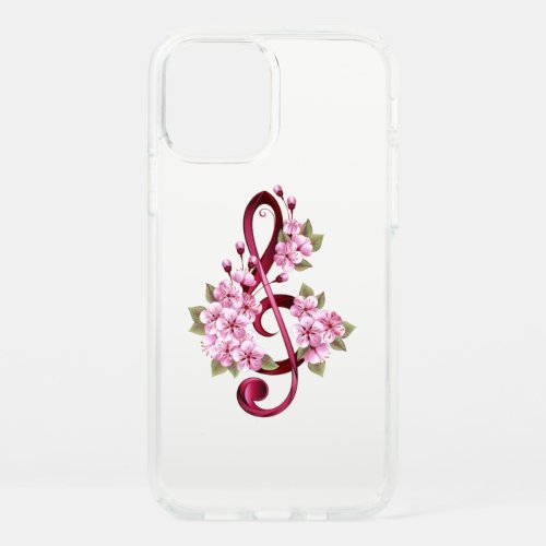 Musical treble clef notes with Sakura flowers Speck iPhone 12 Case