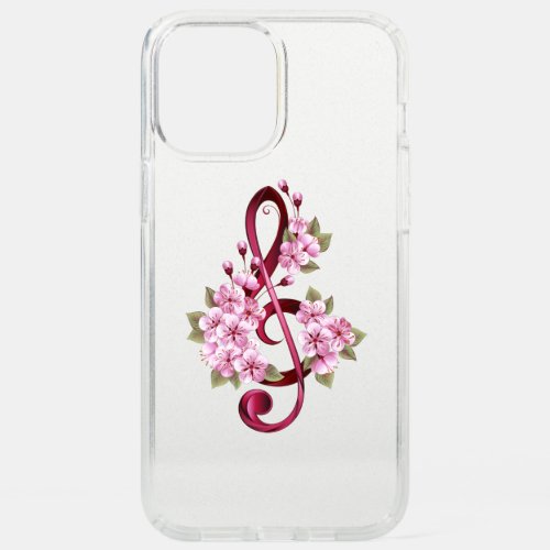Musical treble clef notes with Sakura flowers Speck iPhone 12 Pro Max Case