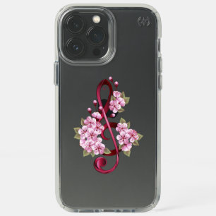Musical treble clef notes with Sakura flowers Speck iPhone 13 Pro Max Case