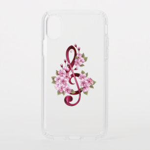 Musical treble clef notes with Sakura flowers Speck iPhone XS Case